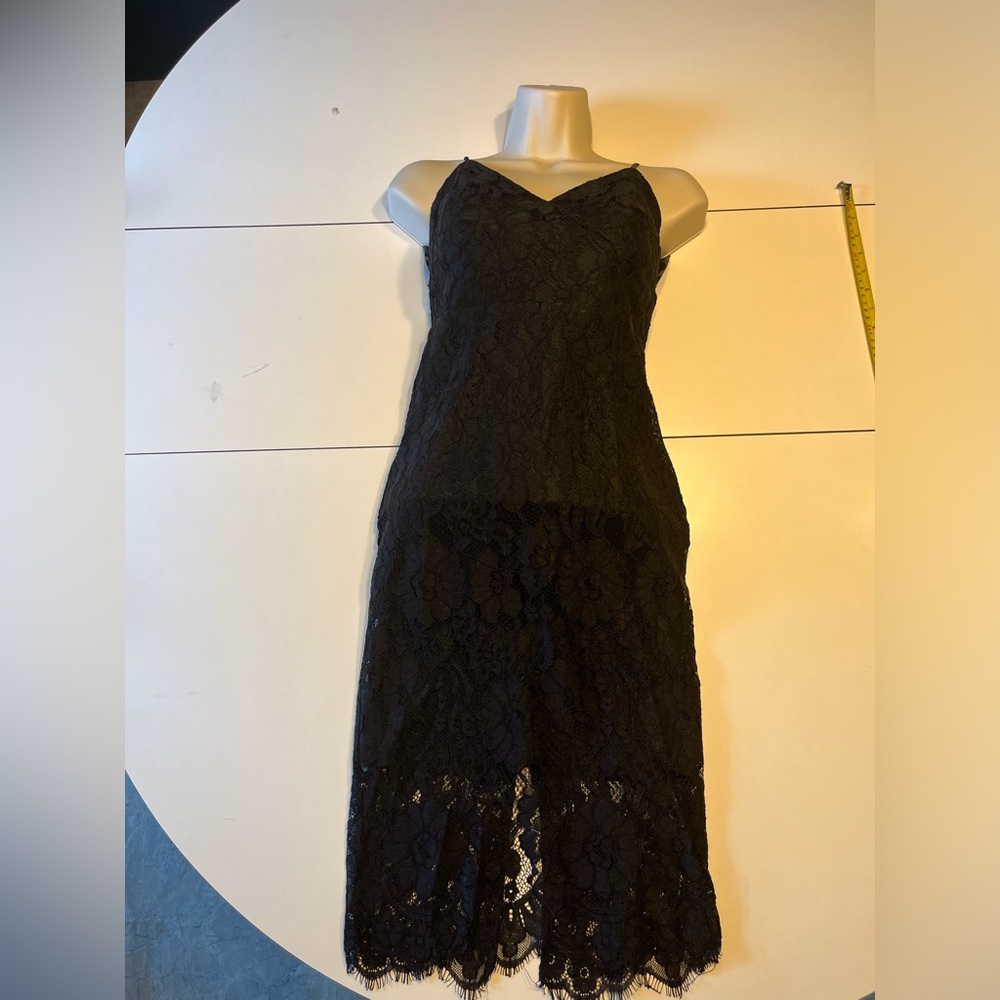 Lulus XS black lace evening dress winter formal holidays NYE party